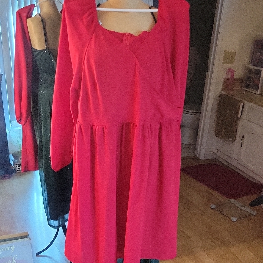 Amazon Vibrant Red Long Sleeve Dress